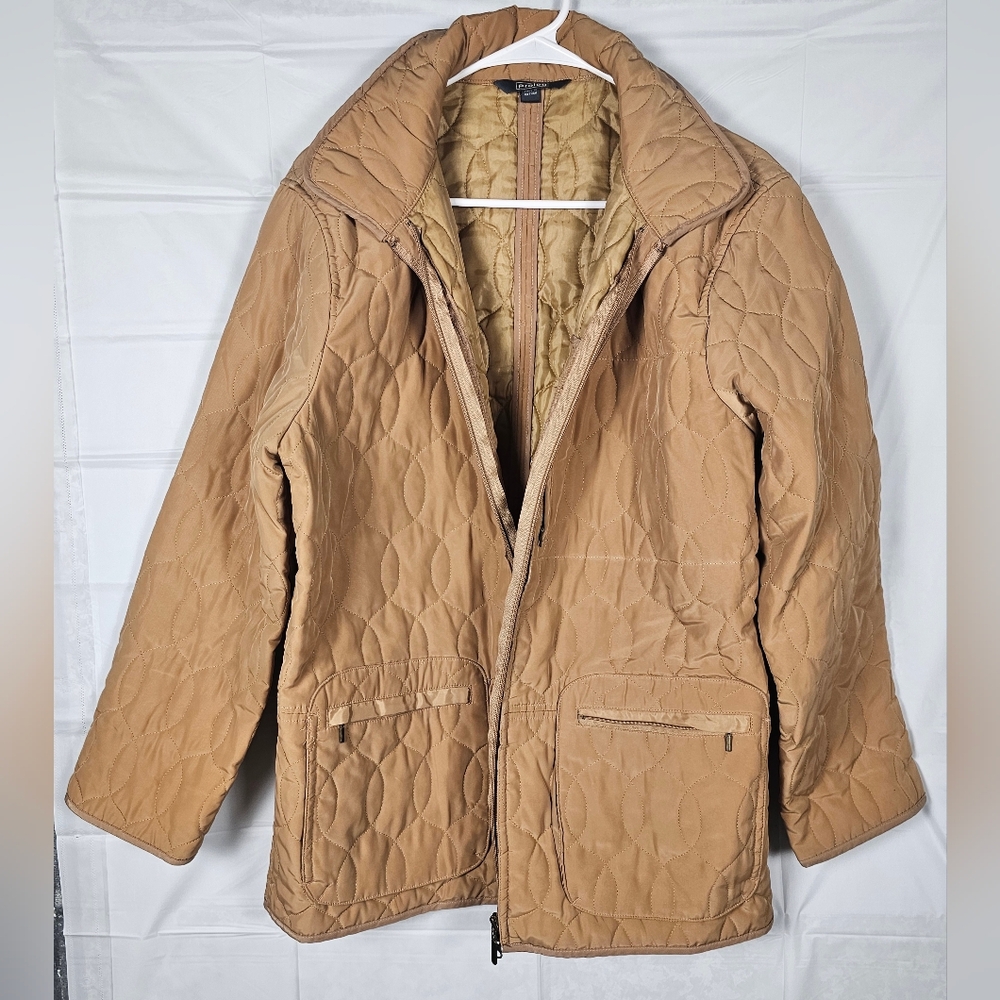 Prolog Womens Size Large Butterscotch Quilted Unlined Jacket/Coat
